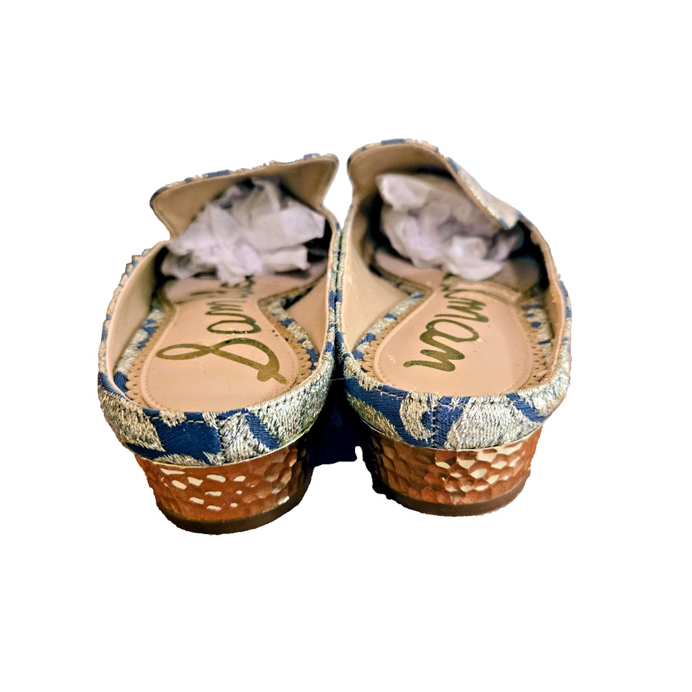 Sam Edelman gold and blue glitter slides shoes slip on 7.5 - Picture 8 of 9